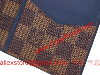 ルイヴィトン財布ヴィトンダミエN63168メンズ長財布ファスナー長札　ポルトフォイユ・ブラザ　ダミエ・エベヌ　ブルーキャンバス 